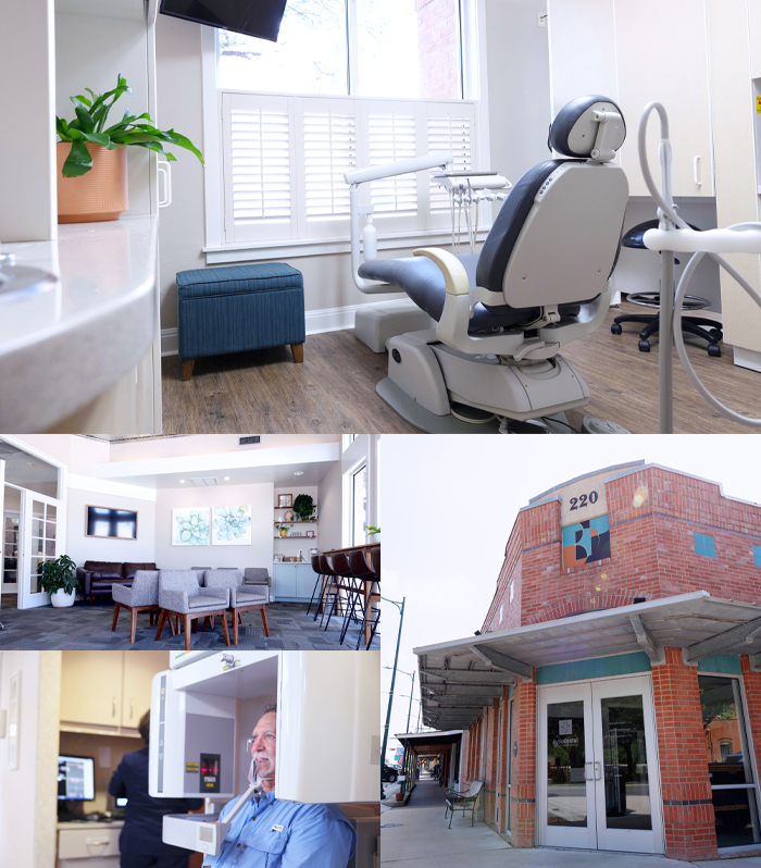Collage of photos of Buda Texas dental office